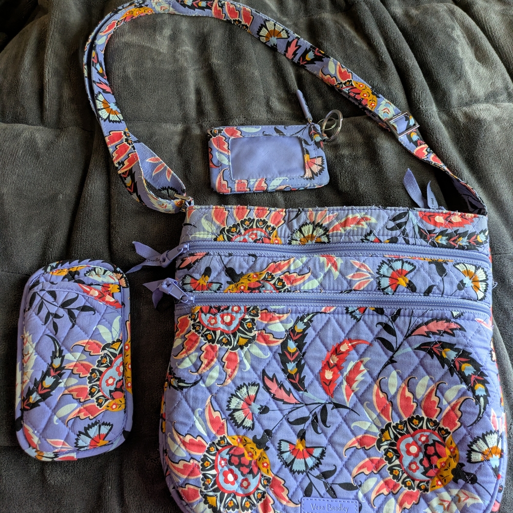 Vera Bradley Quilted Crossbody Bag in Purple and Pink